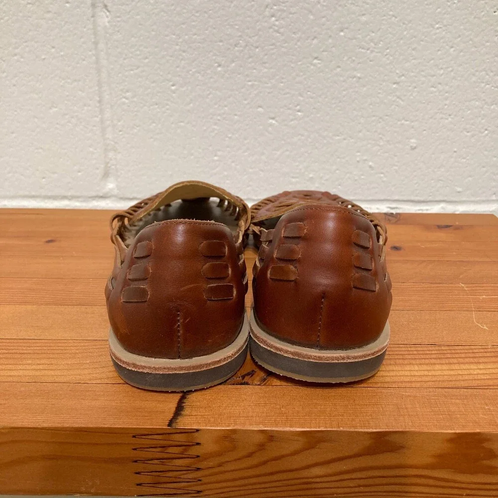 Nisolo Brown Woven Leather Huarache Sandals Shoes - Size 9.5 - 0815CJ